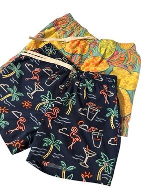 Chubbies Men’s Swim Trunks Size Small Bundle Of 2 Neon Lights & Hooligans EUC
